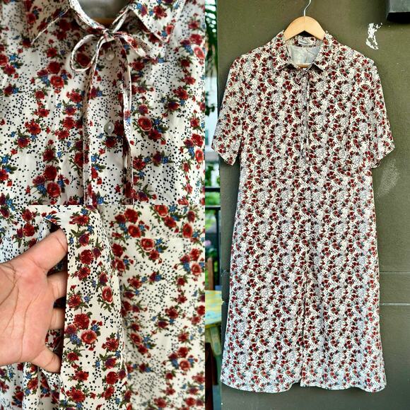 NWT Jessica Robertson Women’s 2XL Preppy Prairie Floral White Casual Shirt Dress - Picture 1 of 13